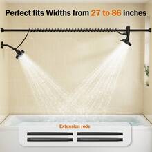 Tandem Shower Head For Couples, Dual Shower Head With Original Adjustable Slider, High Pressure Double Shower Head For Two People Rod, 2 Showerhead System For Couples, Renter-Friendly, SPA-Like, Gift For Women Men, Black - Black - View 2