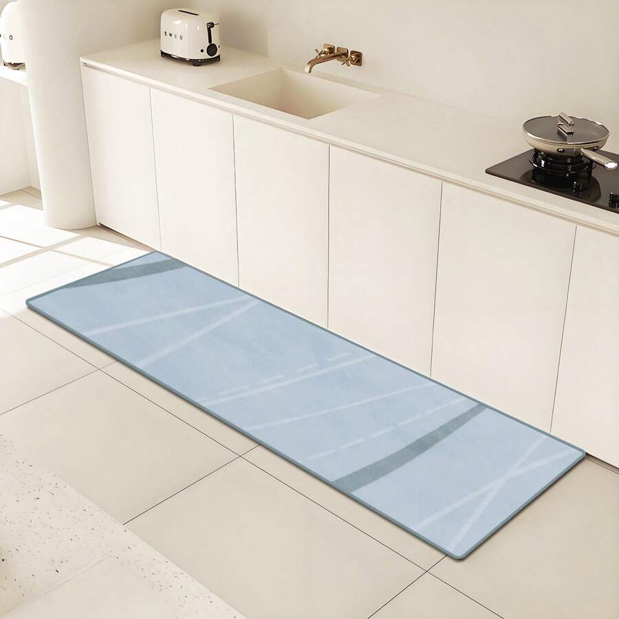 Kitchen Mat & Kitchen Rug - Ocean Waves . Ice Grey (IGY) - View 1