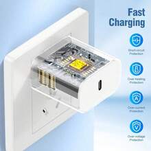 20W USB-C 快速充电墙式适配器套装，包含 100 厘米 USB-C 转 无线充电线，兼容 - 美規A型插(110-127V) - 查看 3