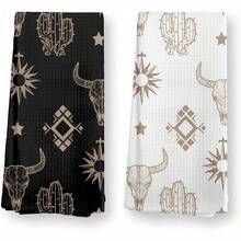 2PCS  Boho Western  Bull Skull Cactus Dish Towels  18x26 Es, Soft Polyester Kitchen Bathroom Hand Towels With Sun,, And Geometric Patterns, Machine Washable, Western Decor Towels  Bohemian Kitchen Decor  Polyester Dish Towels, Dish Towels For Kitchen 8J1A - 2pcs - View 13