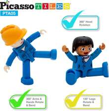 PicassoTiles cifras magnéticas de 5 piezas de vehículo y cifras de acción, incluyendo autobús escolar, coche, camión y 2 conductores, paquete de expansión magnética, kit de juguete para niños pequeños, juego de simulación para bloques de construcción - 1 - Ver 2