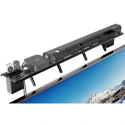 Top Shelf, 35.4 Computer Flat Screen Mount Floating Stand With Storage Boxes,Holder For Apple TV,Cable Boxes,Soundbar,...