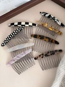 前刘海夹美发工具，醋酸纤维发夹，女士发饰发夹发梳，侧梳，学生用品，婚礼用品，头部饰品 - 彩色 - 查看 1