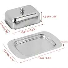 1 Stück Edelstahl Butterdose mit Deckel, große Käsebox, Butterschale, Butterbehälter, Käseaufbewahrung mit Griff, geeignet für Küchentheke & Kühlschrank - Butterdose - Übersicht 4