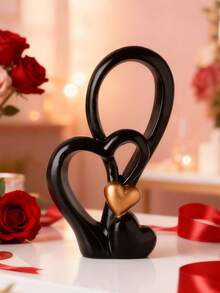 1 szt. Romantyczna dekoracja w kształcie podwójnego serca – minimalistyczny salon, sala wystawowa, wystrój domu, wazon, centralny element, dekoracja stołu, niezbędna na Walentynki, dodaje klimatu, modne narzędzie do dekoracji przestrzeni, tworzy przytulny kącik w domu - Wielokolorowe - Zobacz 1