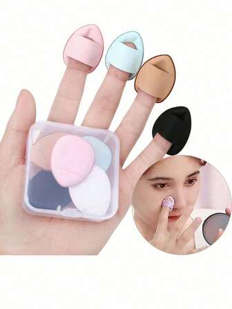 Caja de 5 esponjas de maquillaje con cojín de aire mini, de colores aleatorios, herramientas de maquillaje para mujeres, adecuadas para la nariz y el área de los ojos