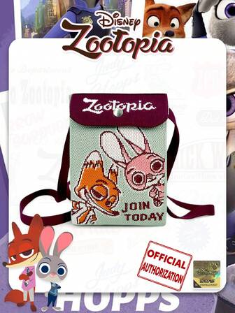 [Disney] Crazy Animal IP Cartoon NICK And JUDY Flap Closure Crossbody Bag, Small Wallet For Outings, Phone Pouch, Lightweight Foldable Shoulder Bag, Suitable For Daily Gatherings, Parties, Shopping, Everyday Matching, Holiday Gifts