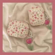 Pink Floral Protective Case Compatible With Apple Wireless Charging Case, Scratch-Resistant And Shockproof - Clear - View 2