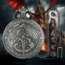 Zestaw mini kostek Dungeon And Dragons z darmową torbą, koperta zegarka kieszonkowego Dragon Sword z 7 wielościennymi mini metalowymi kostkami D20, akcesoria do gier planszowych RPG, MTG, spersonalizowane prezenty świąteczne dla chłopaka, pomysły na prezenty dla mężczyzn, zabawne prezenty dla nastolatka - Wielokolorowe - Zobacz 5