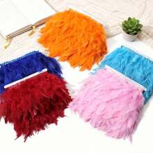 1M 10–15cm Artificial Turkey Feather Trim For Wedding Dress Decoration, DIY Sewing Crafts, Handmade Plume Clothing Accessories & Elegant Party Styling - Multicolor - View 1