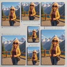 1pc Customized Cartoon Canvas Art - Convert Personal Photos Into Cartoon Style, Vibrant Anime Design Printed On High-Quality Canvas. Ideal As Birthday And Holiday Gifts, Home Or Office Wall Decor; Also A Fun Creative Family Portrait Gift. - Multicolor - View 11