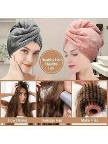 1pc Coral Fleece Hair Drying Towel, Extra Large & Thick Super Absorbent Hair Drying Towel, Simple Solid Color Towel For Home, Suitable For Long & Short Hair - Multicolor - View 7