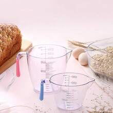 3pcs Measuring Cup Set - Transparent Plastic Liquid Measuring Cups With Ounce And Milliliter Markings, Essential Kitchen Cooking & Baking Tool - Transparent and Colorless - View 6