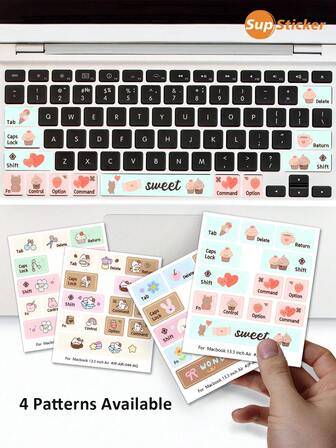 1 pieza Pegatina para teclado con estilo de elemento de comida dulce, adecuada para Air de 13.3 pulgadas, material de PVC, autoadhesiva, a prueba de polvo, resistente a los arañazos, removible, duradera, personalizada, protector de teclado, 4.01*4.72 pulgadas