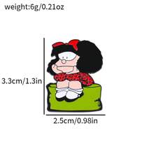1pc Cartoon Creative Little Girl Mafalda Style Metal Badge, Enamel Lapel Pin Brooch Accessory For Clothing, Bag, Christmas Gift For Friends - Multicolor - View 8