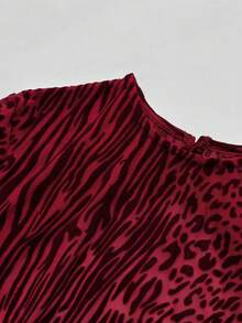 Women Sexy Red Leopard Print Long Sleeve Bodycon Maxi Dress For Party Club Night Out New Year Valentines Day - 紅色 - 查看 6