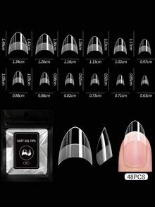 48pcs/Pack Transparent Matte Almond Shaped Acrylic False Nails, Matte Transparent Full Coverage Acrylic Gel Nail Kit, Press-On Nail Stickers Suitable For Nail Salon DIY - Clear - View 19