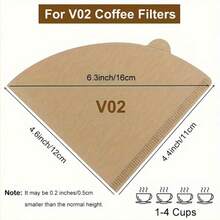 50/100张 V02（2号）锥形咖啡滤纸，天然/漂白纤维，加厚抗撕裂，适用于手冲咖啡机，容量1-4杯，适用于咖啡和茶，居家/办公/旅行/咖啡馆必备，跨境咖啡用品 - 彩色 - 查看 8