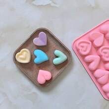 2pcs 12-Cavity 6 Styles Heart Shaped Silicone Mold, DIY Chocolate, Candy, Pudding, Dessert, Cake Decor, Cookie Baking Mold - Dusty Pink - View 7