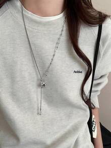 Asymmetric Star Pendant Necklace, Korean Style Atmosphere, Long Sweater Chain, Niche High-End Accessory For Women