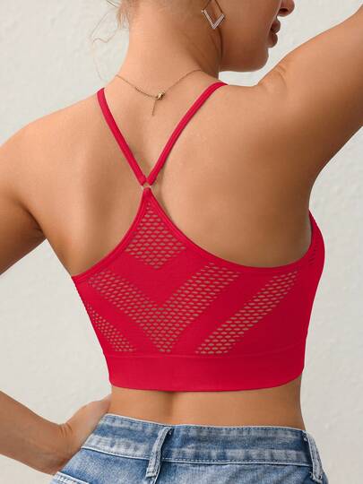 1pc Seamless Hollow-Out Racerback Women's Daily Bra, Breathable Quick-Dry Comfortable Ladies' Underwear And Bra