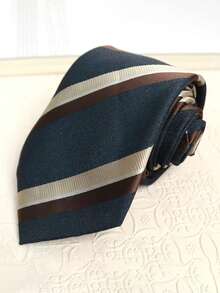 1条时尚休闲简约条纹图案领带，舒适百搭，适合日常、聚会、通勤和休闲场合穿着。 - 彩色 - 查看 2