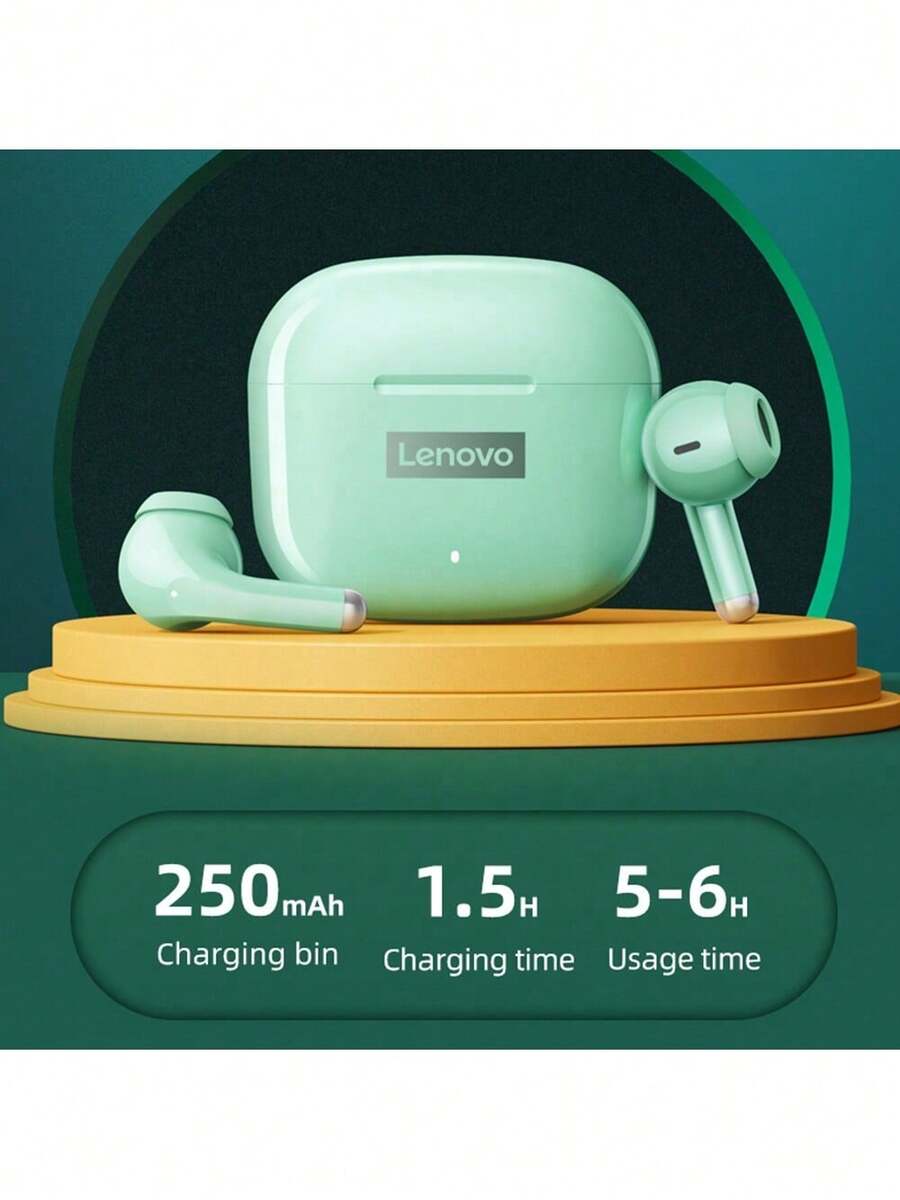 Lenovo LP40 Pro TWS Wireless Bluetooth V5.1 Earphones, In-Ear Sports Earphones, Waterproof Noise Cancelling Earplugs, Chinese Packaging, Chinese Instruction Manual - Green - View 1