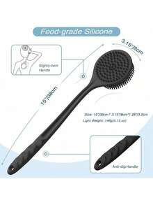 Silicone Long-Handle Bath Brush Back Scrubber Shower Exfoliating Brush Body Massager,Bag,Organizer,Storage,Hair Clips - Multicolor - View 9