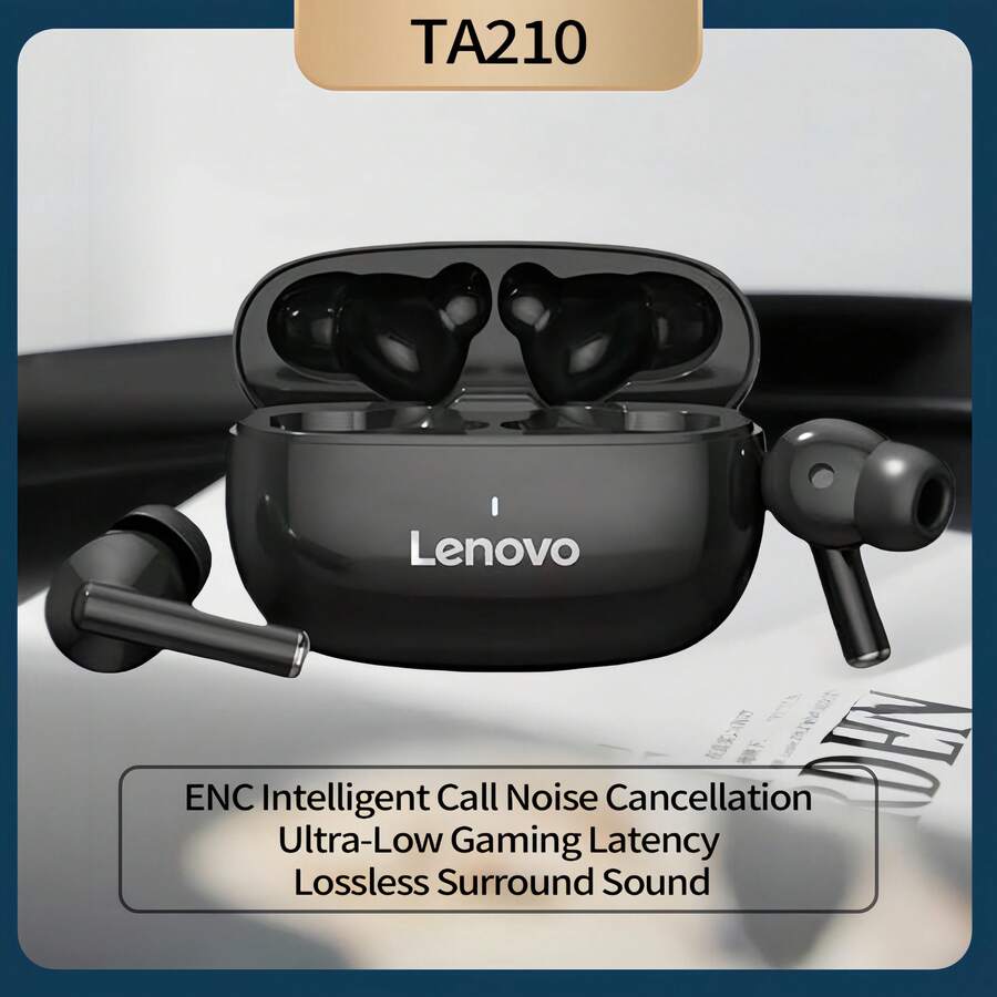 Lenovo TA210 Bluetooth 5.4 True Wireless Earphones Semi-In-Ear Flagship-Level Active Noise Reduction Immersive High-Quality Sound Comfortable To Wear For Sports Suitable For Apple, Huawei, Xiaomi - Black - View 1