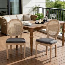 Dining Chairs - Gray + Rattan + Fabric + Foam - View 1