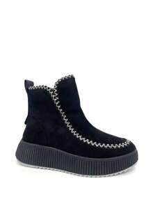 2026 Autumn/Winter New Thick-Soled Slip-On Snow Boots, Warm Lined Closed-Toe Slippers For Women - Black - View 4
