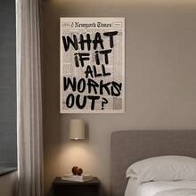 1pc Unframed Canvas Vintage Newspaper-Style "WHAT IF IT ALL WORKS OUT?" Motivational Slogan Decor – Fits Study/Living Room Wall Decor; Ideal For Motivational Decor Lovers, Vintage Style Enthusiasts - Multicolor - View 6