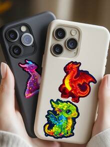 56pcs Dragon Animal Cartoon Series Phone Case Graffiti Stickers, Suitable For Laptop, Helmet, Skateboard, Waterproof DIY Creative Stickers, Neon Stickers - Multicolor - View 6