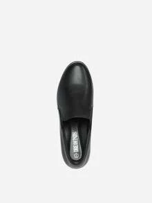 Zapatos de tacón bajo y Grueso para Mujer, cómodos Mocasines sin Cordones - Negro - Ver 4