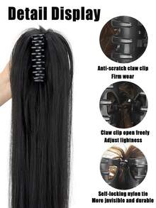 合成纤维爪夹长直马尾假发，女士马尾接发，发夹适合日常、派对、化妆、节日、婚礼、嘉年华、音乐节、母亲节礼物，是女士日常、节日派对、音乐节、嘉年华、母亲节礼物的理想之选。 - 彩色 - 查看 6