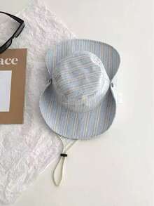 1pc Contrast Color Patch Drawstring Wide Brim Bucket Hat, Spring/Summer Sun Protection, Travel UV-Resistant