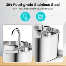 2.2升/74盎司不锈钢自动猫咪饮水器，宠物饮水器配件，自动猫咪水碗，狗狗水碗 - 2.2升 - 查看 4