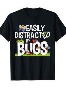 Camiseta de ciencia de insectos divertidos que se distraen fácilmente por insectos - 220g - Negro - Ver 1