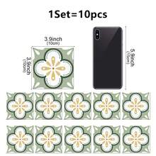 OUTANA 10pcs Green Retro Geometric Pattern Removable Vinyl Wallpaper. Waterproof And Moisture-Proof, Easy To Apply, Remove And Clean. Suitable For Decorating Walls In Bedroom, Living Room, Bathroom, Kitchen, Corridor And Stairwell. - Multicolor - View 22