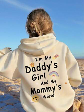 1pc Girls' Casual Printed Pullover Hoodie Sweatshirt, Warm Thermal Lined, Long Sleeve, Autumn/Winter - Fun And Colorful Hoodie To Inspire Imagination In Young Minds