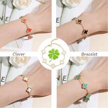 Gold Plated Jewelry Bracelet For Women Van Cleef Non Tarnish Bracelet Charm Flower Bracelet For Women  Purple-YRSH012 - 紫色 - 查看 5