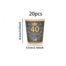 10pcs/20pcs/30pcs/60pcs,1986 Vintage 40th Birthday Party Supplies Set - Black & Gold "Aged 40 Years" Disposable 7inch And 9inch Scalloped Paper Plates With Gold Edge & 9oz Cups For Men And Women Anniversary Single Birthday Party Supplies | 40th Anniversary Limited Edition Celebration Tableware - 多色/40歲 - 查看 15
