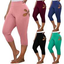Pantalones Casuales para Mujer, Largos 3/4, Leggings elsticos con Cortes, Pantalones Deportivos Ajustados, cmodos e Informales para Yoga y Entrenamiento. - inicial - Ver 1