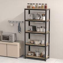 Royalswill Heavy-Duty Multi-Purpose Shelving, 150 Cm/180 Cm Screw-Free Storage Racks, Industrial Storage Racks, Extremely High Load-Bearing Capacity, Adjustable Shelves, Suitable For Living Rooms, Kitchens, Garages, Workshops, Supermarkets And Shops - 黑色 - 查看 8