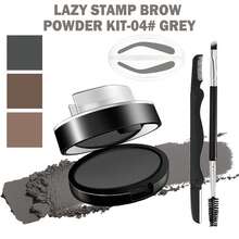 QIUFSSE Eyebrow Seal Stamp Powder WithEyebrow Stamp Stencil Kit For Women With Eyebrow Pomade And Eyebrow Stamp Stencil Kit For Women With Eyebrow Pomade, Waterproof Eyebrow Pencil, Eyebrow Stencils, Eyebrow Razor, Eyebrow Brush, Brow Pomade Eyebrow Pen Set For Eyebrows Makeup-Dark Brown, Perfect Gift For Women, Suitable For Easter, Mother's Day , Waterproof Eyebrow Pencil, Eyebrow Stencils, Eyebrow Razor, Eyebrow Brush, Brow Pomade Eyebrow Pen Set For Eyebrows Makeup-Dark Brown, Perfect Gift For Women, Suitable For Easter, Mother's Day - Waterproof 3 Seconds Eye Make Up Nature Coloring Kit  - Creates Natural Looking Brows For Makeup Beginners - Bộ phấn kẻ mày Lazy Stamp - 04# Xám - Xem 2
