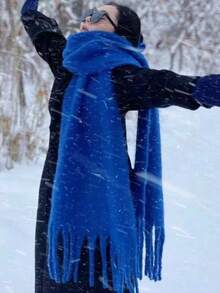 1 Women Winter Plush Long Scarf With Tassels - Soft And Warm Thickened, A Warm And Windproof Scarf, A Multi-Functional Scarf For Daily Outings, Suitable As A Christmas Gift,Christmas And Valentine Day Gifts For Dress - Multicolor - View 3