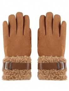 Mănuși de ciclism de iarnă fără degete - Mănuși calde din piele întoarsă, compatibile cu ecranele tactile - Multicolor - Vizualizare 9