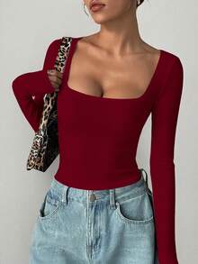 imisic Bộ jumpsuit dài tay cổ vuông gợi cảm cho mùa xuân/hè, với thiết kế cổ vuông khoét sâu, kiểu dáng ôm sát cơ bản, là item thiết yếu cho cả mặc trong nhà và ngoài trời, mang lại hiệu quả tôn dáng tuyệt vời. Bộ jumpsuit dài tay cổ vuông khoét sâu ôm sát này phù hợp cho thể thao, mặc ở nhà và các hoạt động hàng ngày. - Màu Đỏ Sâu - Xem 8