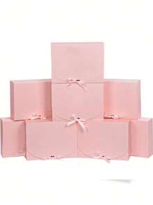 White/Black/Pink/Brown Covered Gift Boxes With Ribbons, Suitable For Bridesmaid Invitation Boxes, Wedding Gift Boxes, Birthday Gift Boxes, Baby Shower Boxes, Valentine's Day Gift Boxes, Valentine's Day Packaging Boxes, Birthday Boxes, DIY Craft Boxes - Multicolor - View 1
