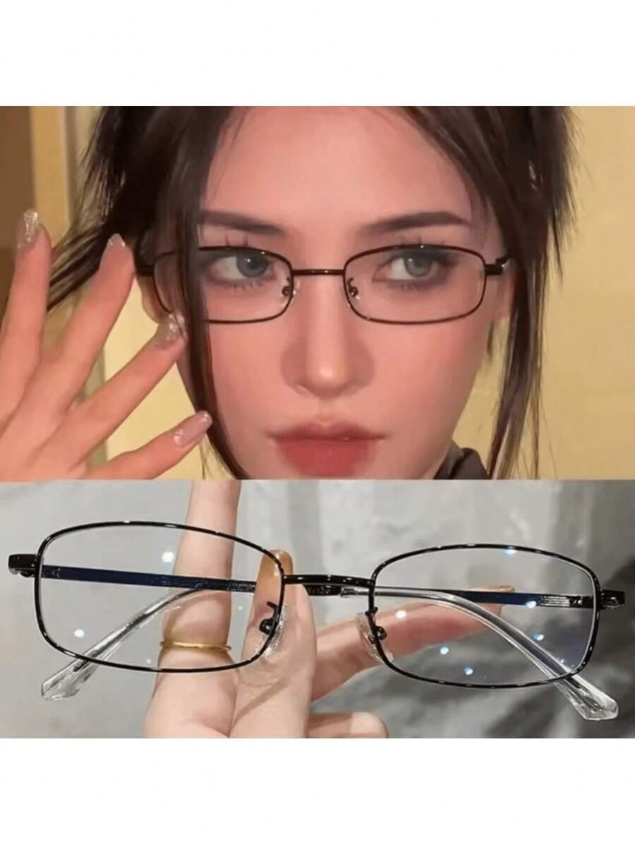 Rectangular Metal Reading Glasses For Men And Women - màu đen - Xem 1